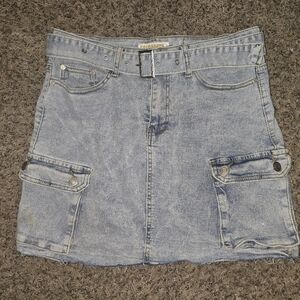 Celebrity Ace Cargo Denim Mini Skirt Size 11/30 Y2K Utility Pockets